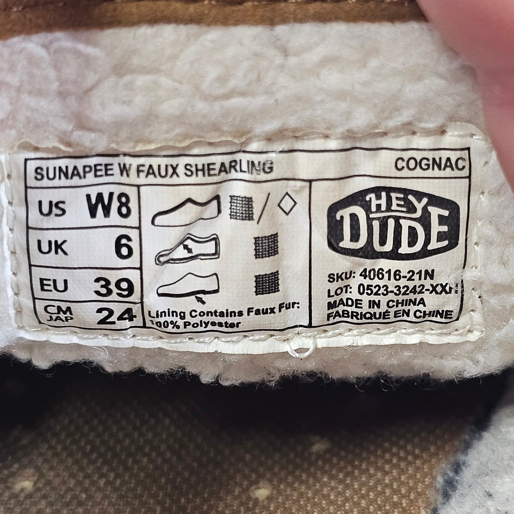 Hey Dude Sunapee W Faux Shearling Cognac Women's 8 Slip-On Shoes 40616-21N 2023 - Picture 9 of 9